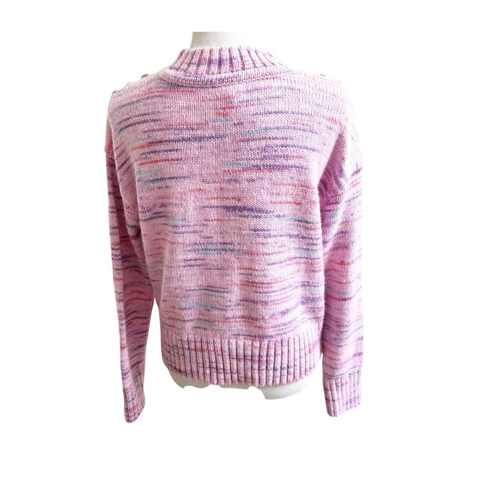 Talbots Space Dye Chunky Knit Sweater Size Small NWT Chevron Stitch Mock Neck - Picture 4 of 11